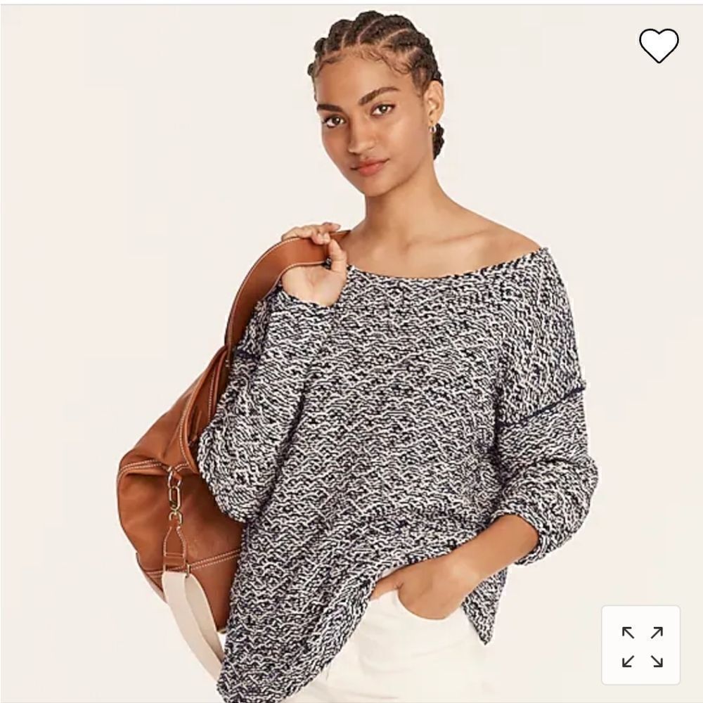 J CREW Sweater Tunic Boatneck Marled Cotton Blend